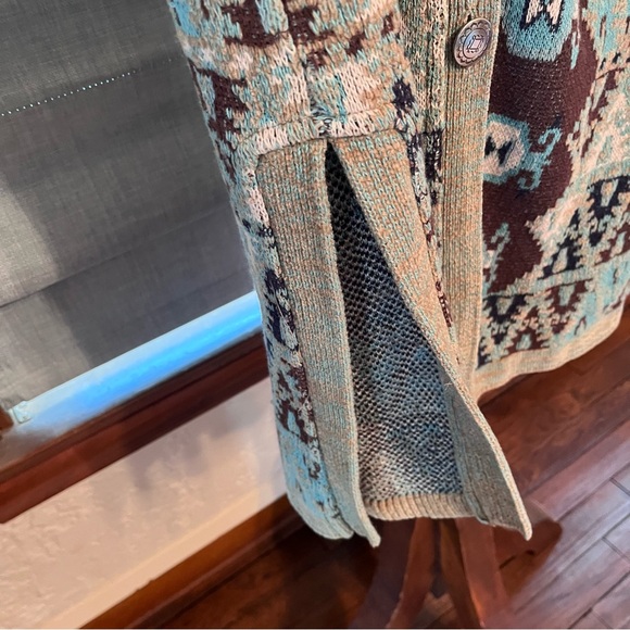 Soft Surroundings Tapestry Duster Long Sweater Cardigan Southwest Aztec - Picture 8 of 11